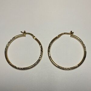 JCM Sterling Silver Hoop Earrings. 1 3/8 inch diameter